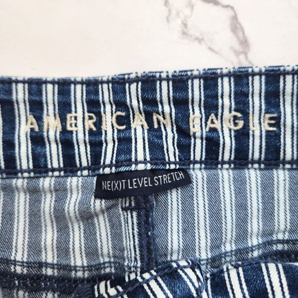 American Eagle Hi-Rise Shortie Next Level Shortie Railroad Stripe Jean Shorts 0 - Picture 5 of 9